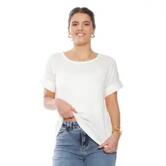 WADOS - POLERA MANGA CORTA SOLIDA ESCOTE REDONDO CON BOTONES EN ESPALDA