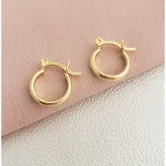 GENERICO - Arete candonga lisa pequeña oro laminado 18k