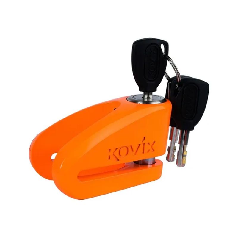 GENERICO - Candado Disco Moto Kovix KVZ1 Metal Pulido Pasador 6mm Naranja