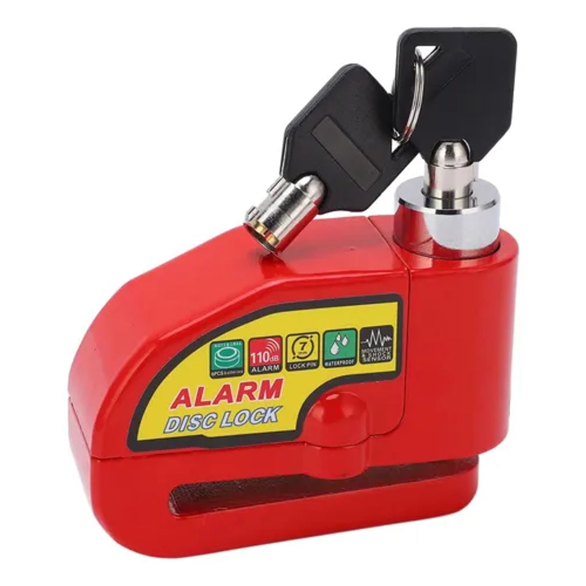 GENERICO - Candado Alarma Freno Disco Moto con Piola Recordatoria Rojo