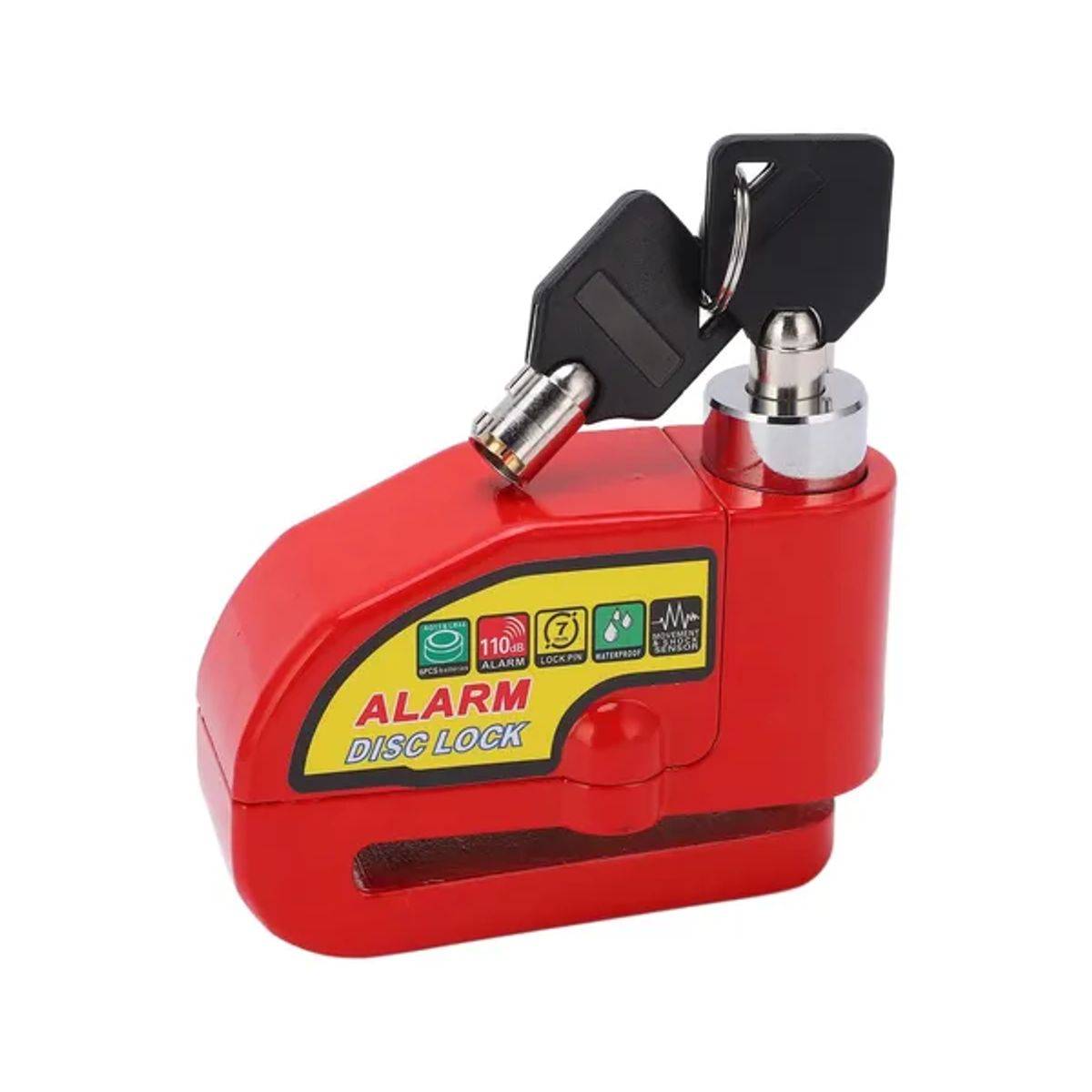 GENERICO - Candado Alarma Freno Disco Moto con Piola Recordatoria Rojo