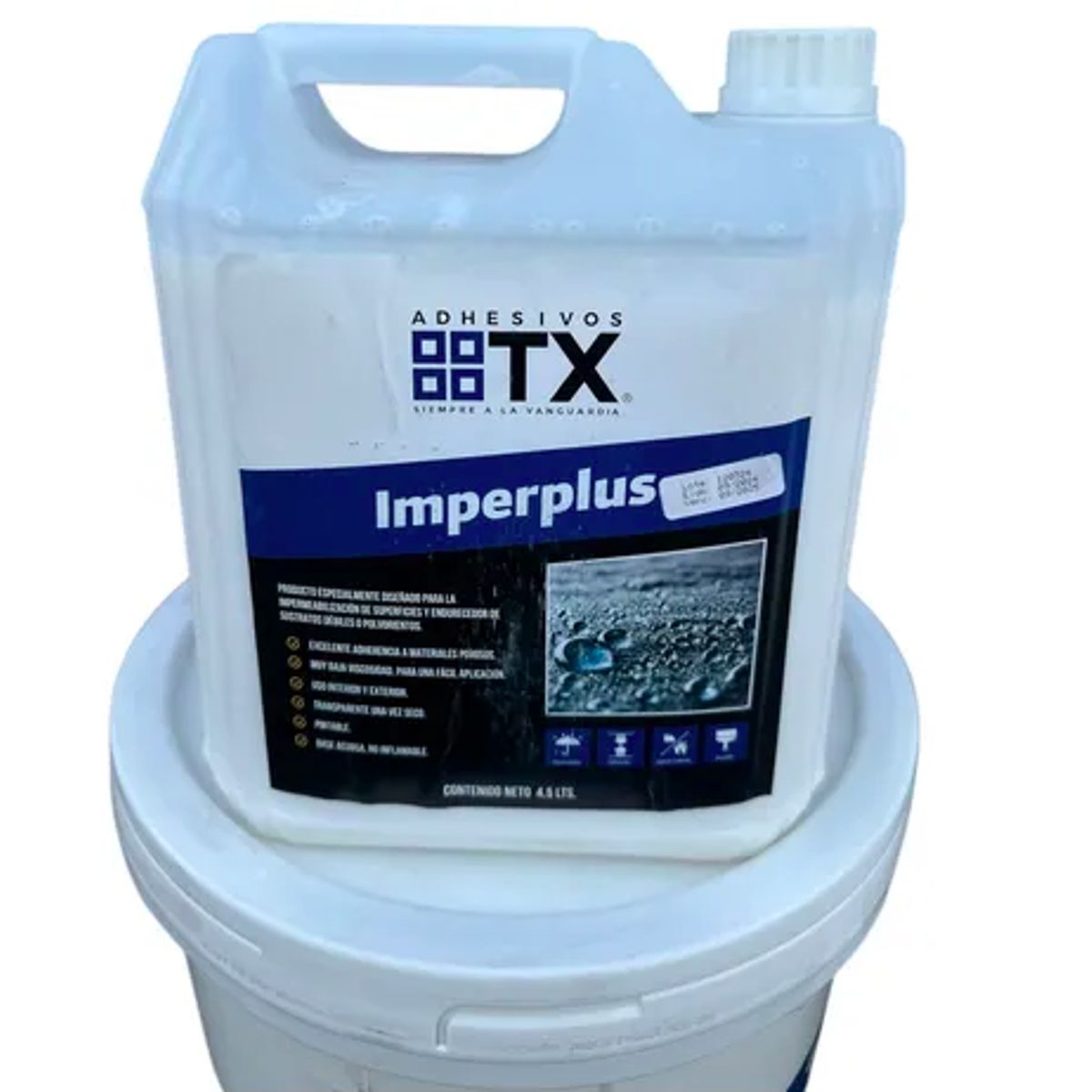 TRANSEX - Impermeabilizante Superficial Imperplus Bidon 4.5 L Grupo Tx Transparente Brillante