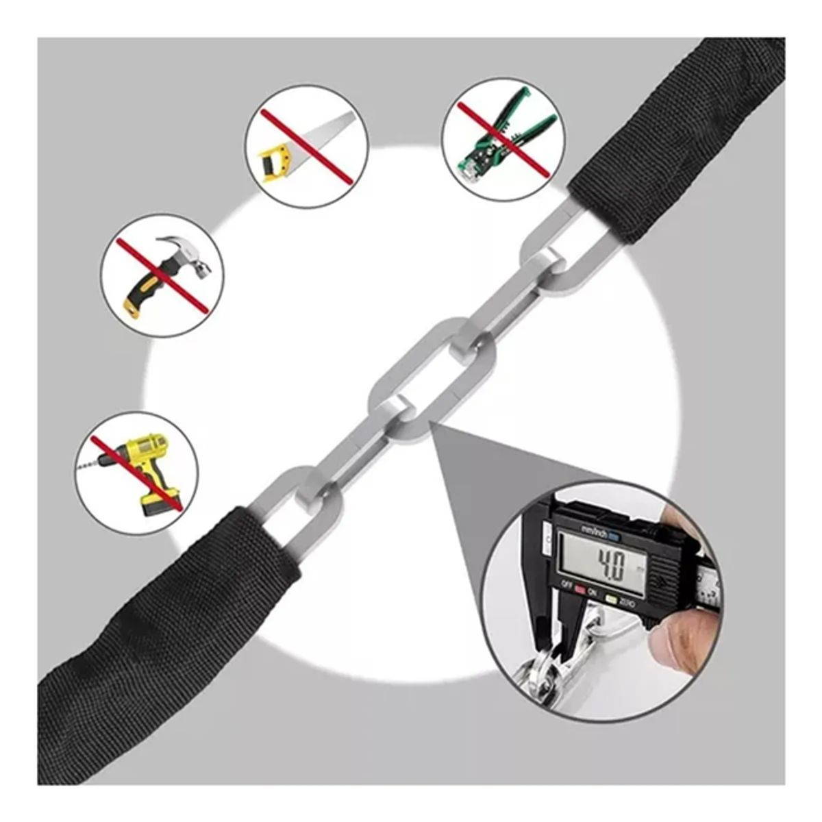Cadena de Seguridad y Candado para Moto Bicicleta 60 cm, marca GENERICO - Foto 2