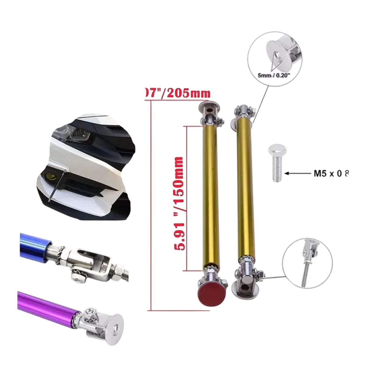 GENERICO - Tuning X2 Barras Sujeta Lip Bumper De Parachoques