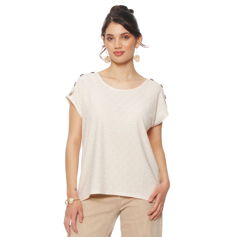 WADOS - POLERA CON TEXTURA MANGA CORTA ESCOTE REDONDO