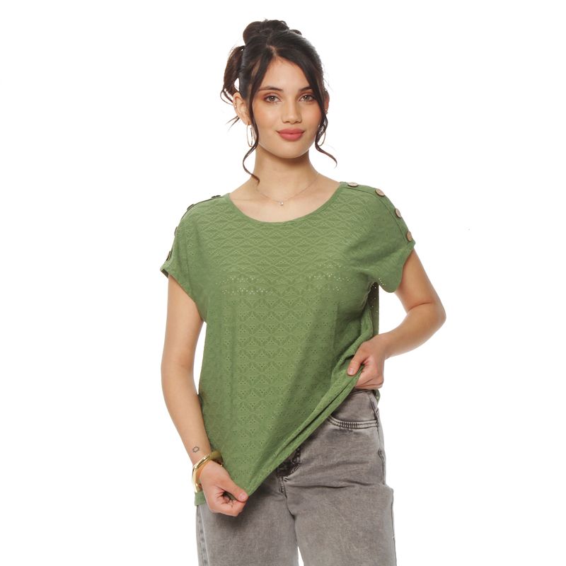 WADOS - POLERA CON TEXTURA MANGA CORTA ESCOTE REDONDO