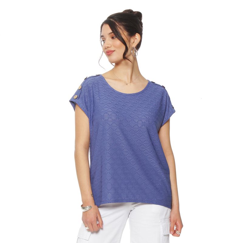 WADOS - POLERA CON TEXTURA MANGA CORTA ESCOTE REDONDO