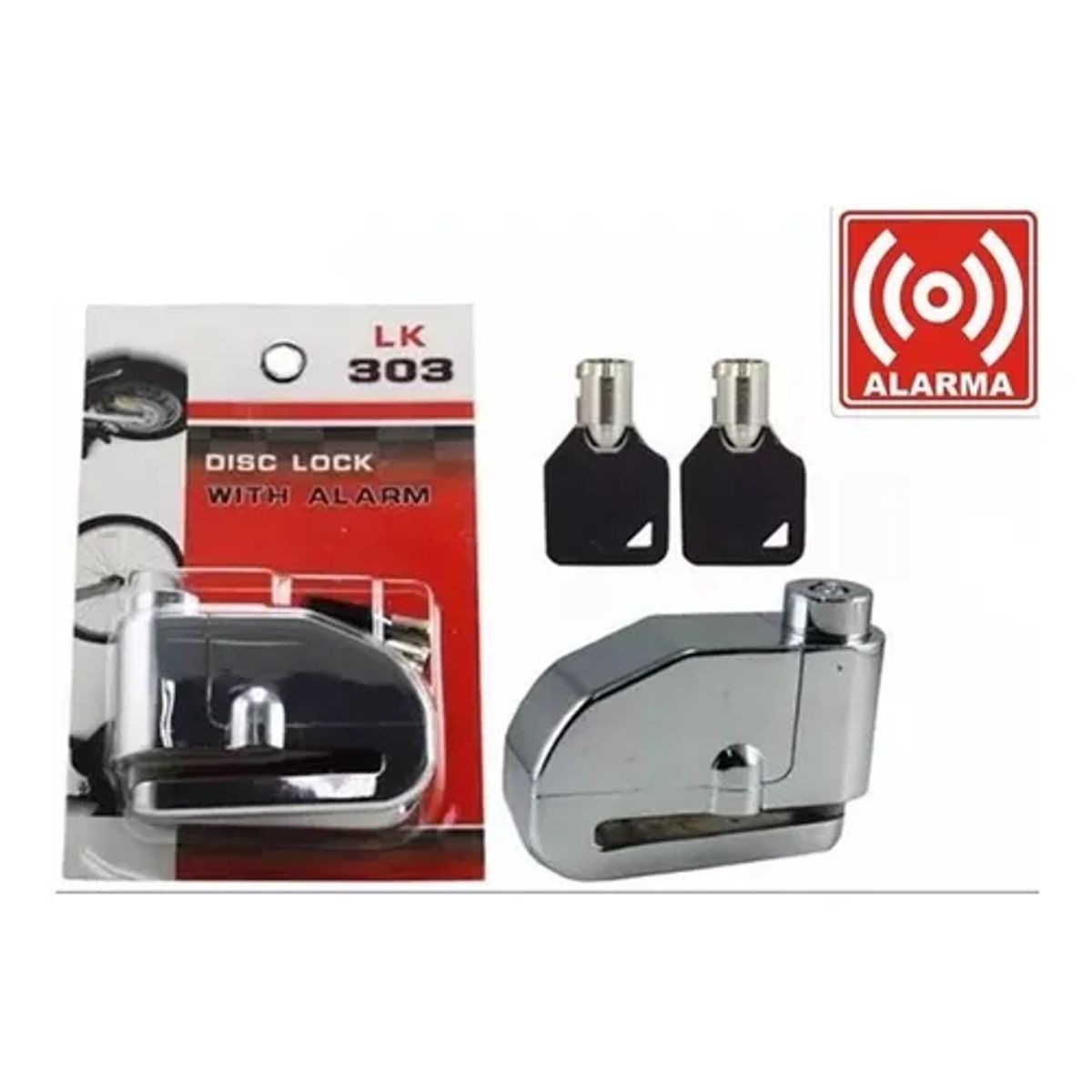 GENERICO - Candado Freno Disco Moto con Alarma 125dB