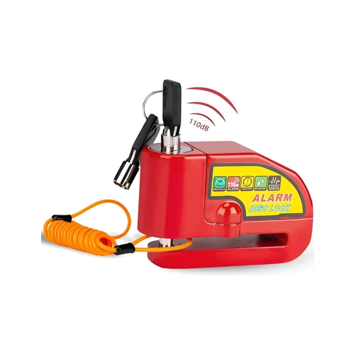 GENERICO - Candado para Freno de Disco Moto con Alarma y Piola