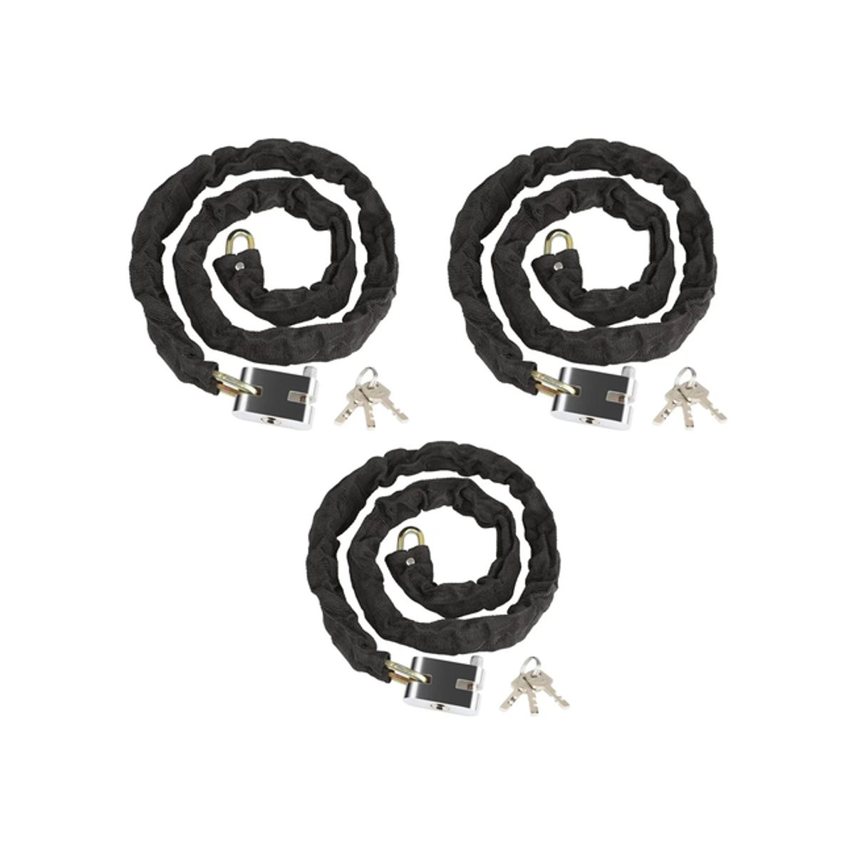 GENERICO - Pack 3 Cadenas Seguridad - Candado para Motos y Bicicleta 100cm