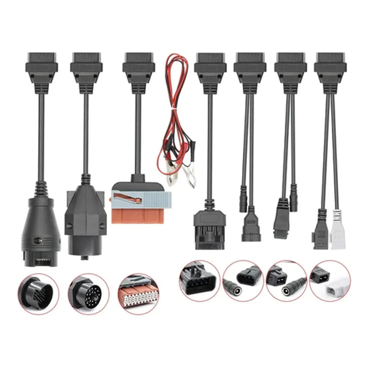 GENERICO - Kit 8 Cables Adaptadores OBDII Automotriz OBD1 OBD2 TCS CDP