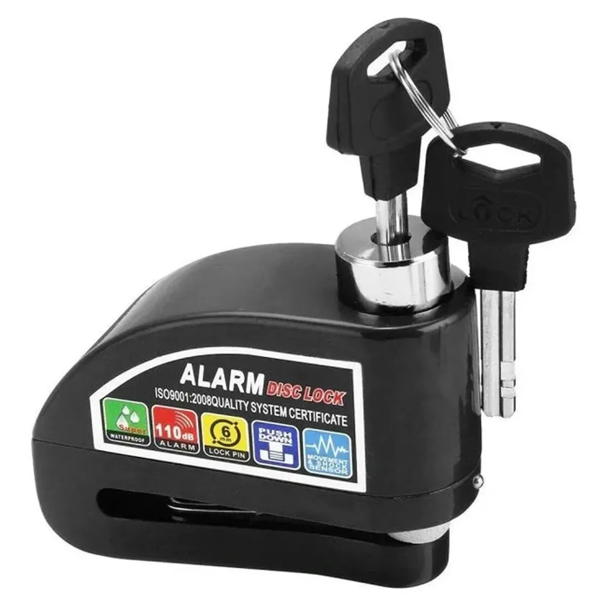 GENERICO - Candado Disco 6mm para Moto Alarma 110dB