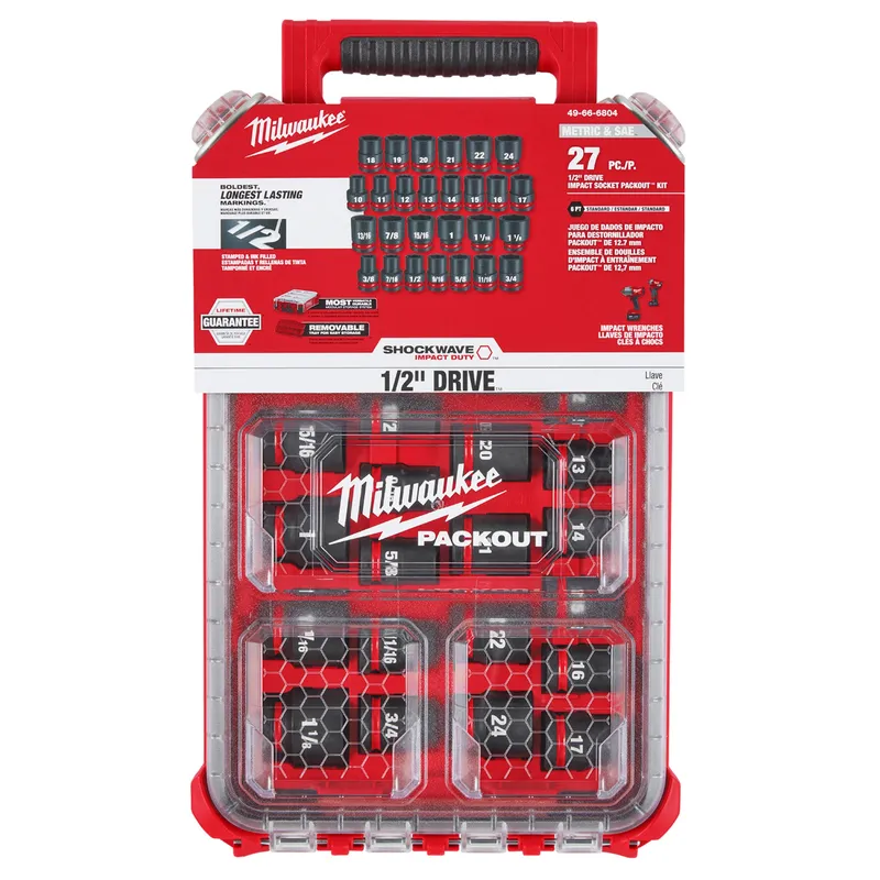 MILWAUKEE - Set de Dados Impacto 12 Packout Milwaukee 27pzs 49-66-6804