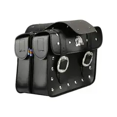GENERICO - Alforja Moto Cuero Modelo Tachas Grande