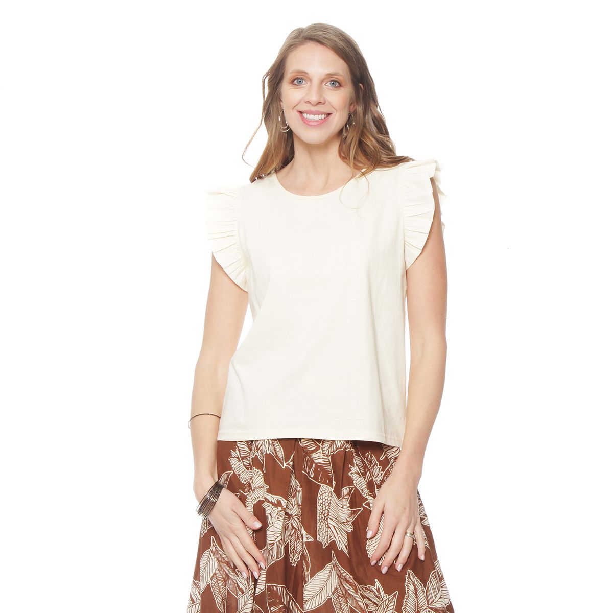 WADOS - POLERA  SIN MANGA CON VOLANTE EN SISA Y ESOCTE REDONDO