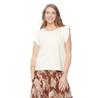 POLERA SIN MANGA CON VOLANTE EN SISA Y ESOCTE REDONDO