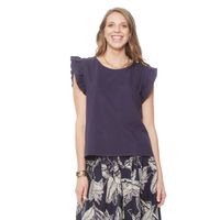 POLERA SIN MANGA CON VOLANTE EN SISA Y ESOCTE REDONDO