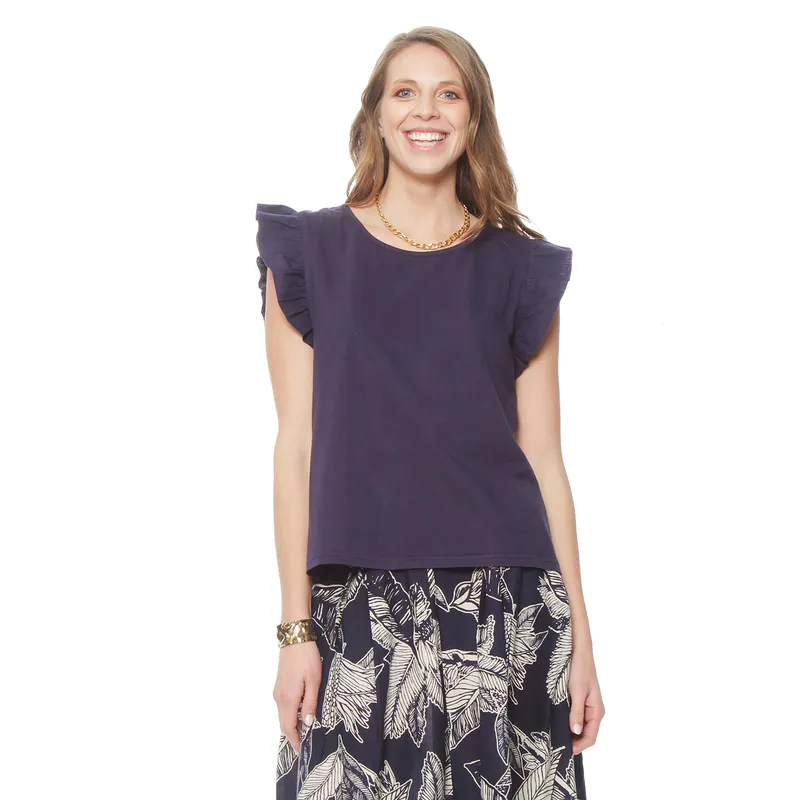 WADOS - POLERA  SIN MANGA CON VOLANTE EN SISA Y ESOCTE REDONDO