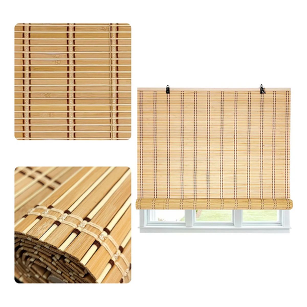 GENERICO - Cortina Bambú Persiana Enrollable 120x180 cm Beiti Unicolor