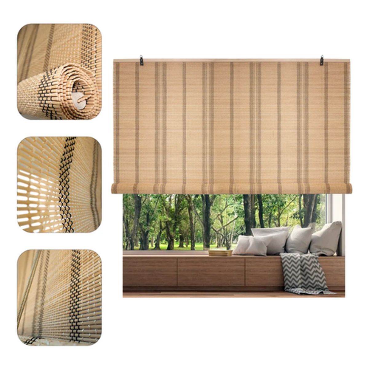 Cortina Bambú Persiana Enrollable 120x150 cm Beiti Unicolor, marca GENERICO - Foto Principal