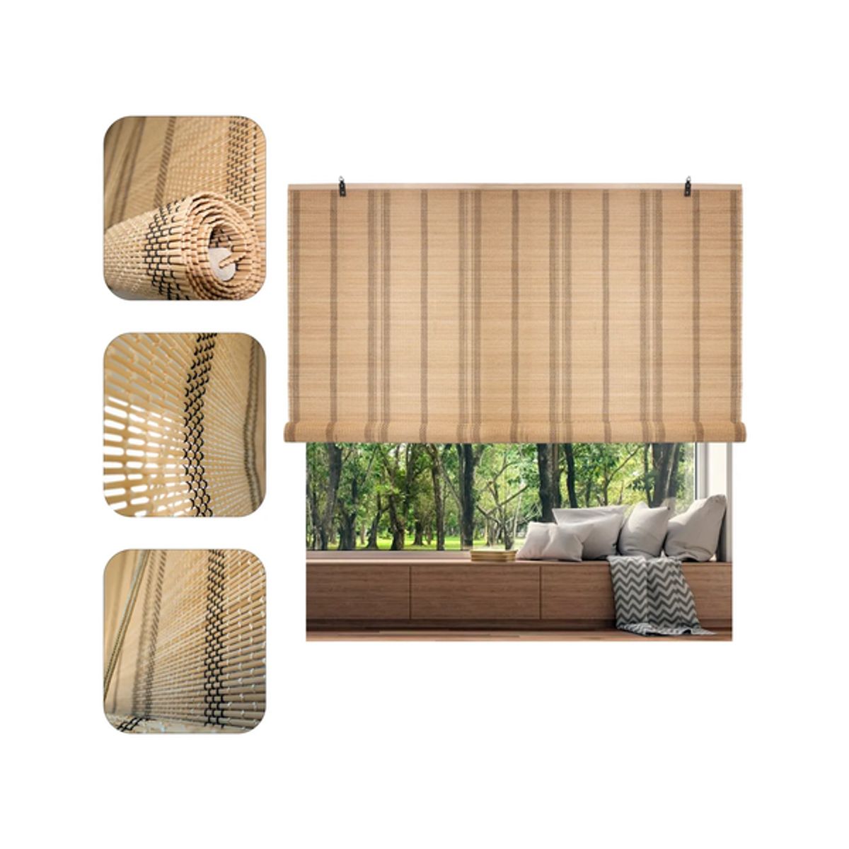 Cortina Bambú Persiana Enrollable 120x150 cm Beiti Unicolor, marca GENERICO - Foto Principal