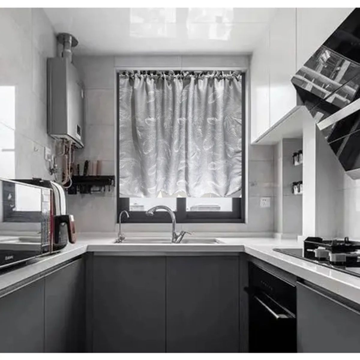GENERICO - Cortinas Cocina Ramio Imitación Estampada 140x125 cm