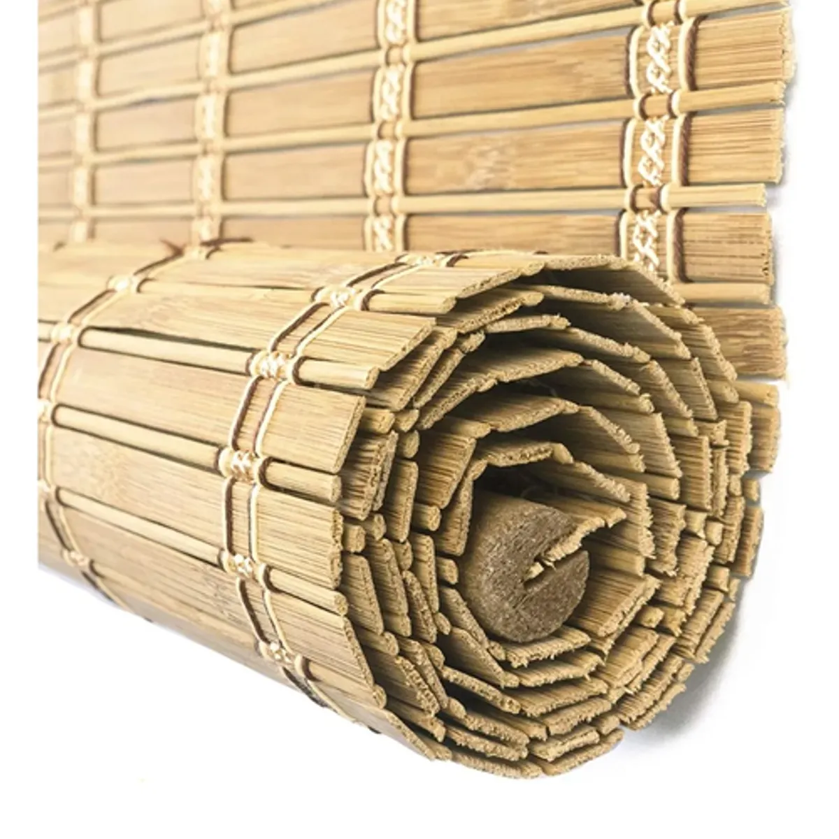 GENERICO - Cortina Bambú Madera Roller con Cuerda Regulable