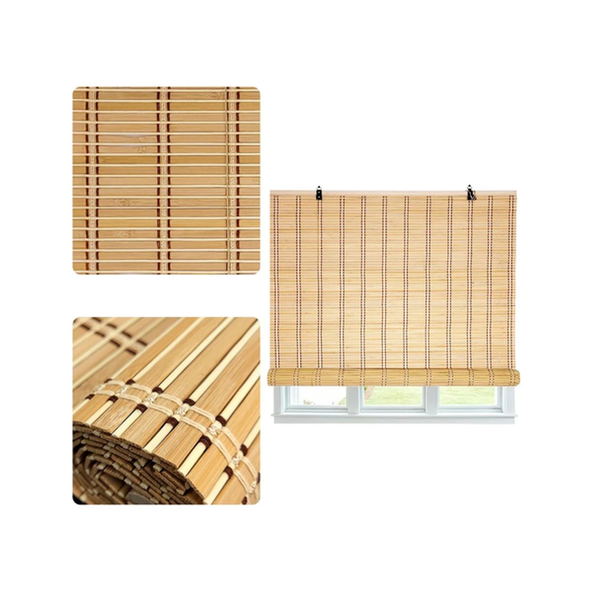 GENERICO - Cortina Bambú Persiana Enrollable 120x180 cm Beiti Unicolor