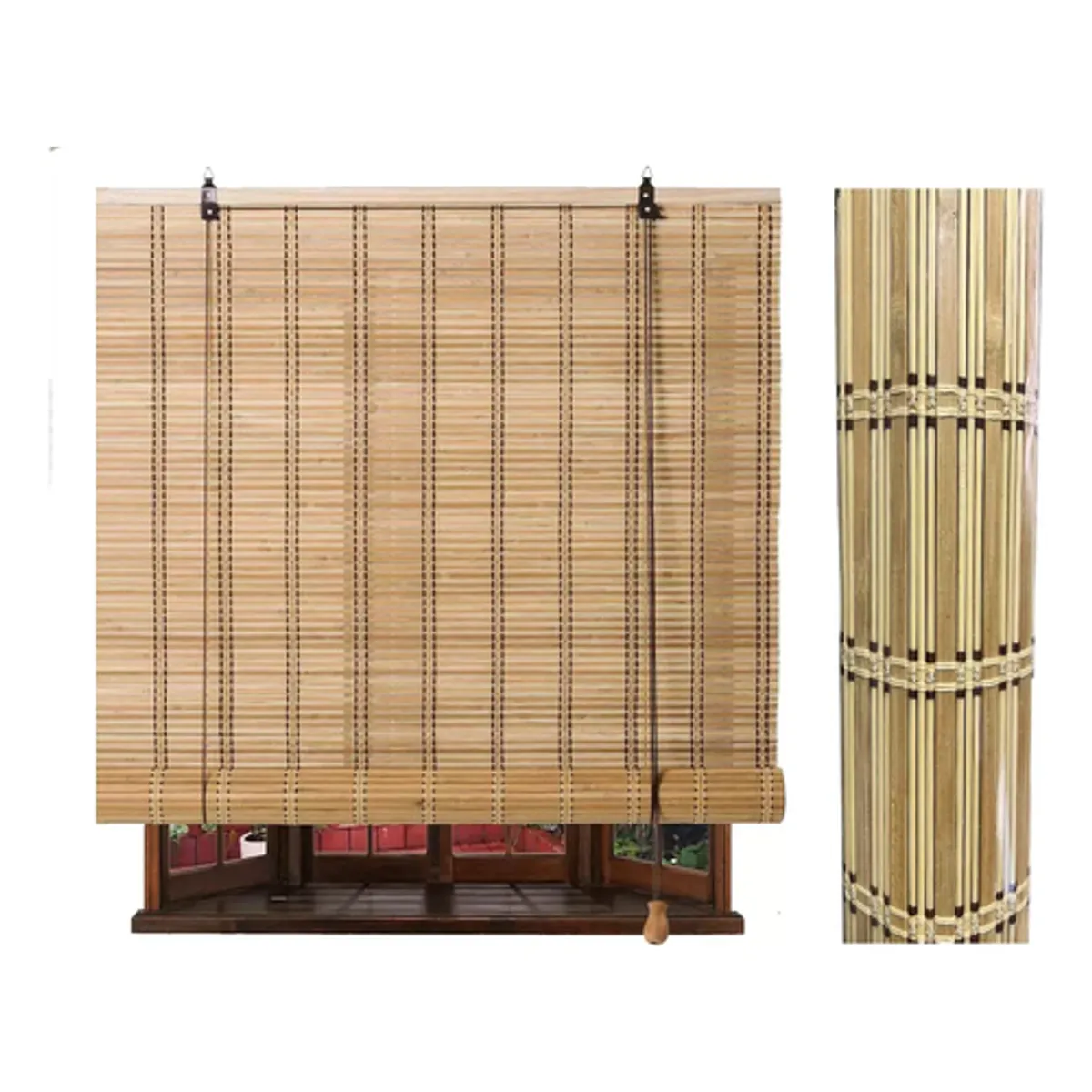 GENERICO - Cortina Bambú Roller Persiana Enrollable 120x150 cm Marrón