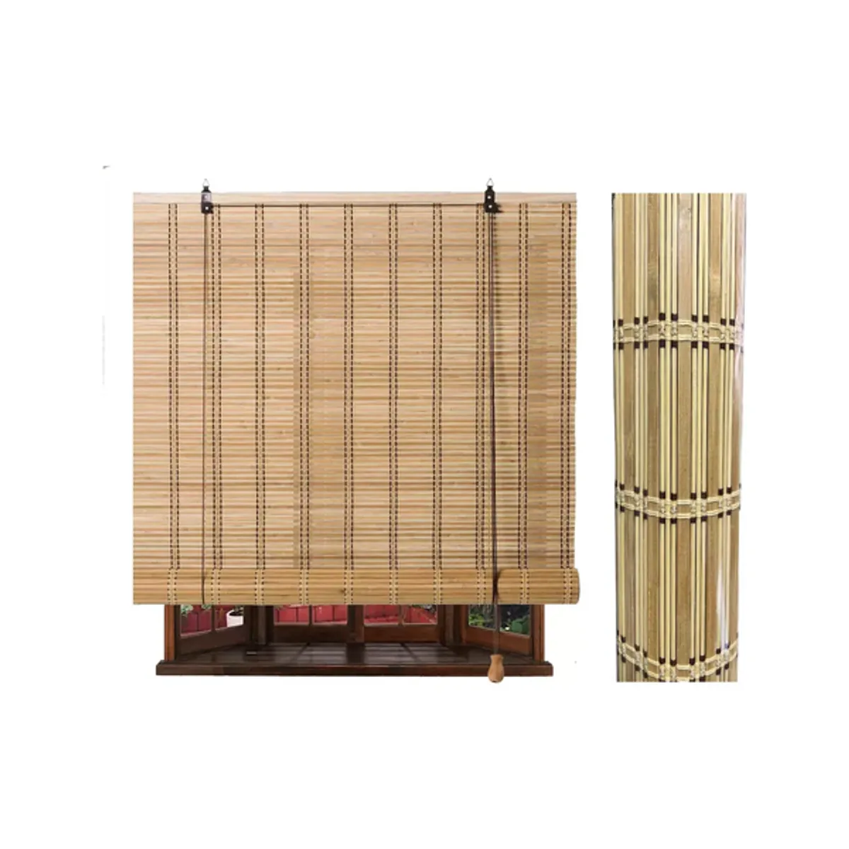 GENERICO - Cortina Bambú Roller Persiana Enrollable 120x150 cm Marrón