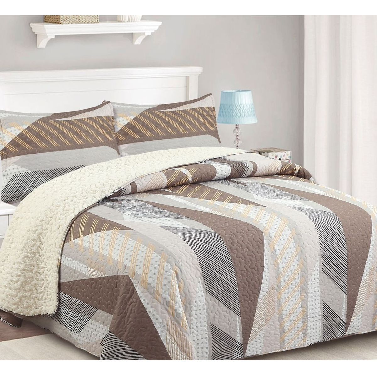 COMPRAPO - Cubrecama Quilt Juvenil Sherpa 1.5 Plazas Chiporro Mod. Urban Lines