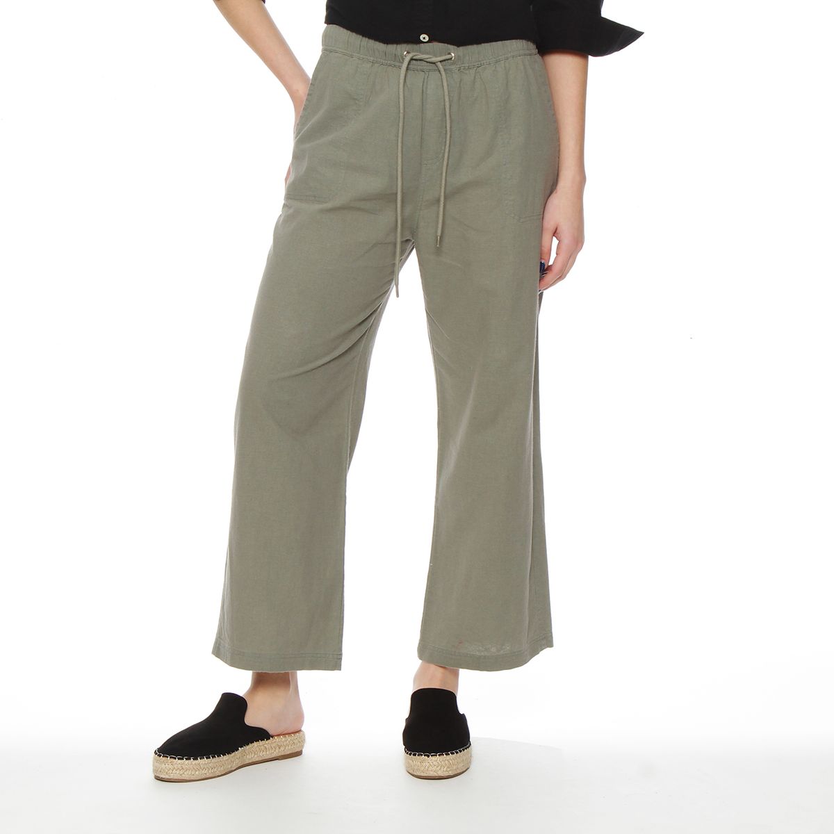 WADOS - PANTALON CROP LINO TIRO ALTO PRETINA ELASTICADA