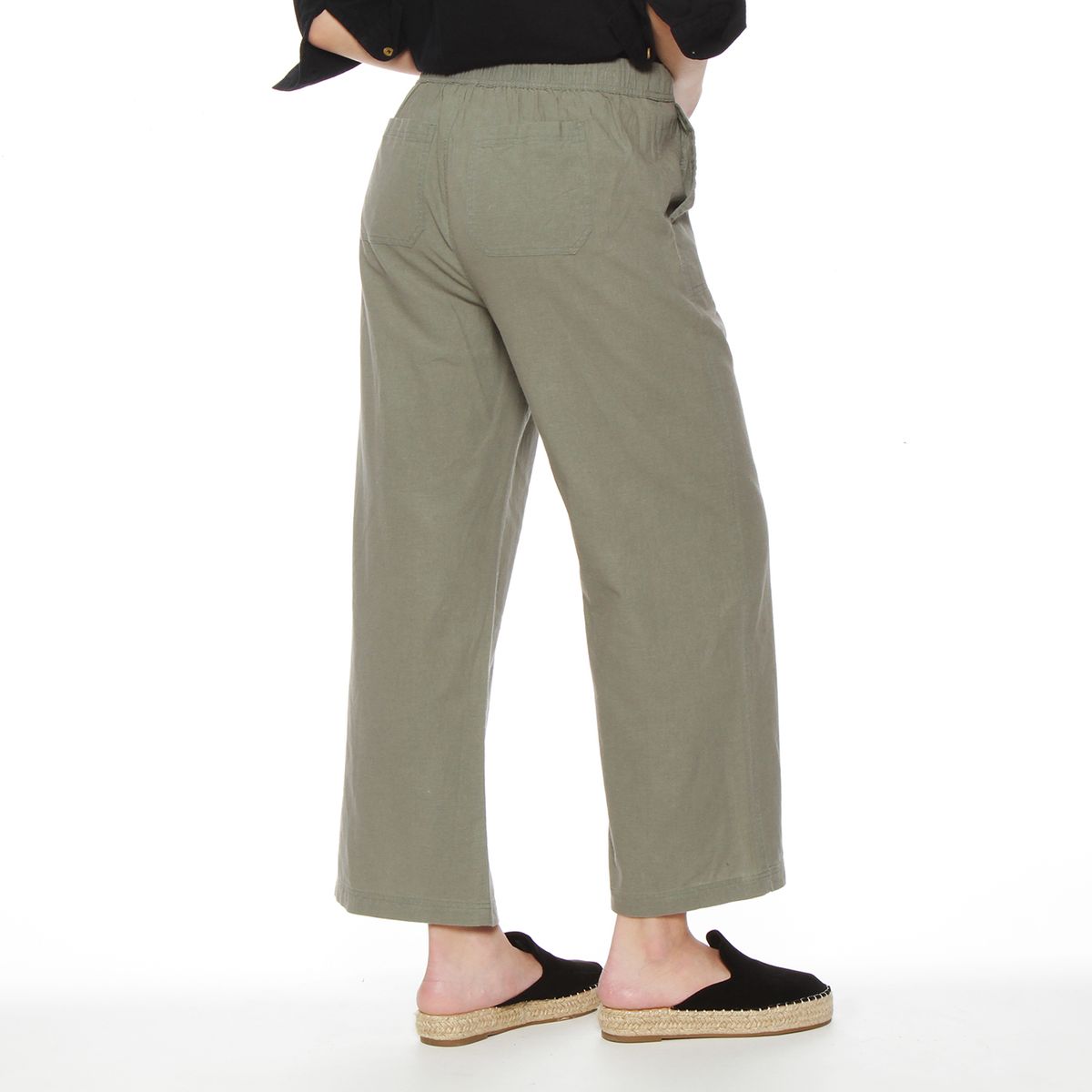 WADOS - PANTALON CROP LINO TIRO ALTO PRETINA ELASTICADA