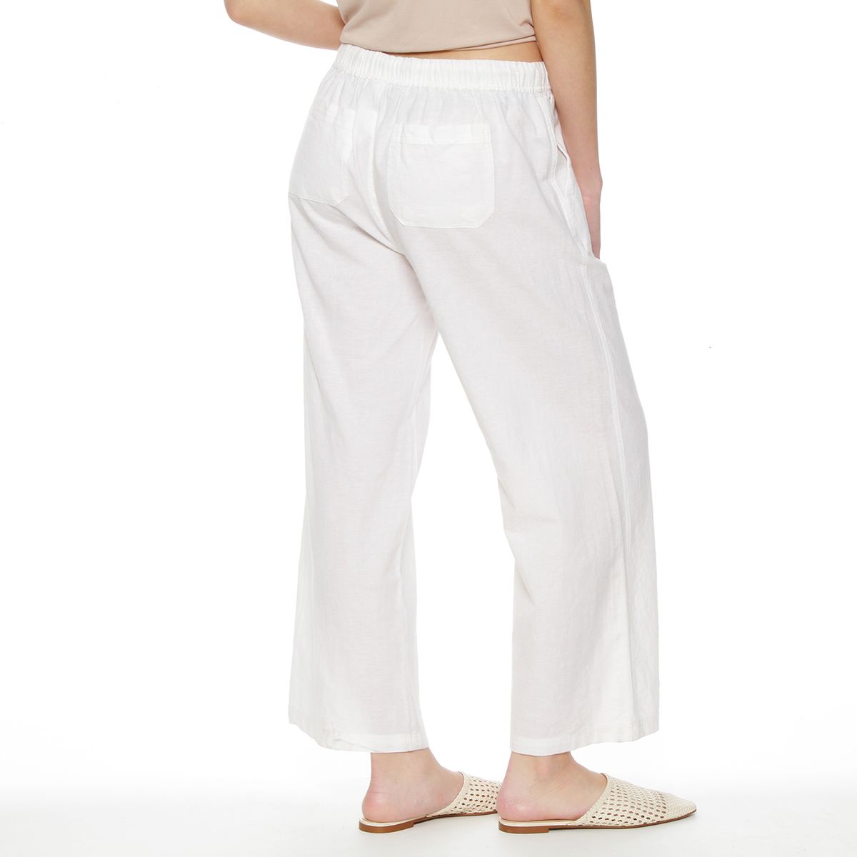 WADOS - PANTALON CROP LINO TIRO ALTO PRETINA ELASTICADA
