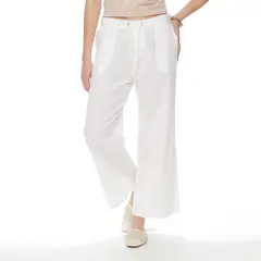 WADOS - PANTALON CROP LINO TIRO ALTO PRETINA ELASTICADA