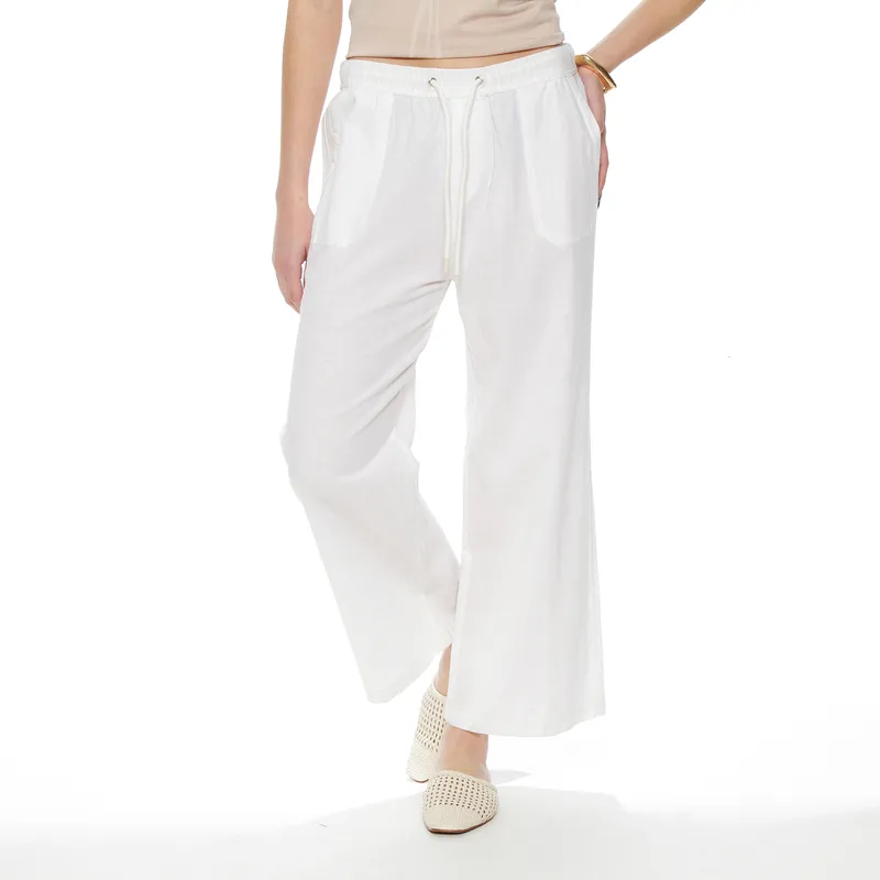 WADOS - PANTALON CROP LINO TIRO ALTO PRETINA ELASTICADA
