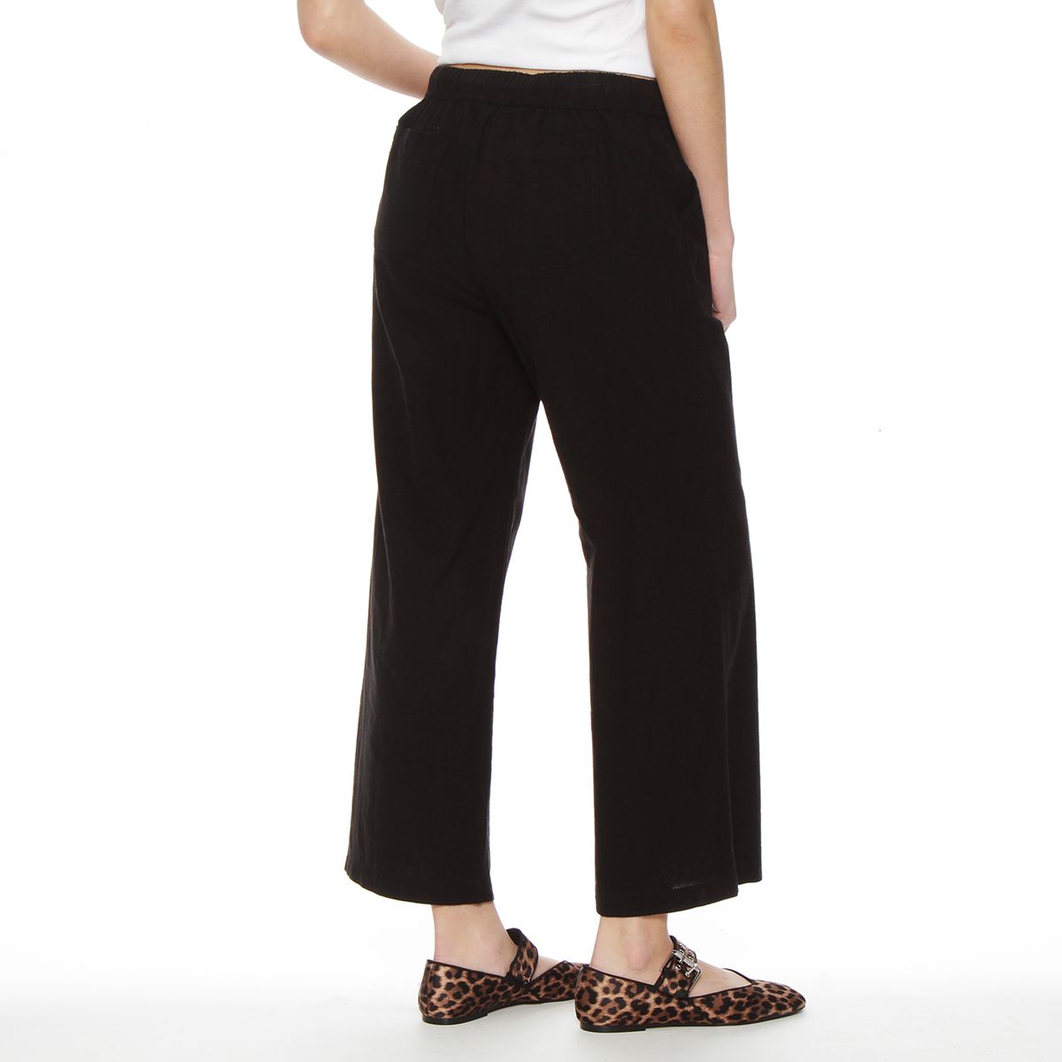 WADOS - PANTALON CROP LINO TIRO ALTO PRETINA ELASTICADA