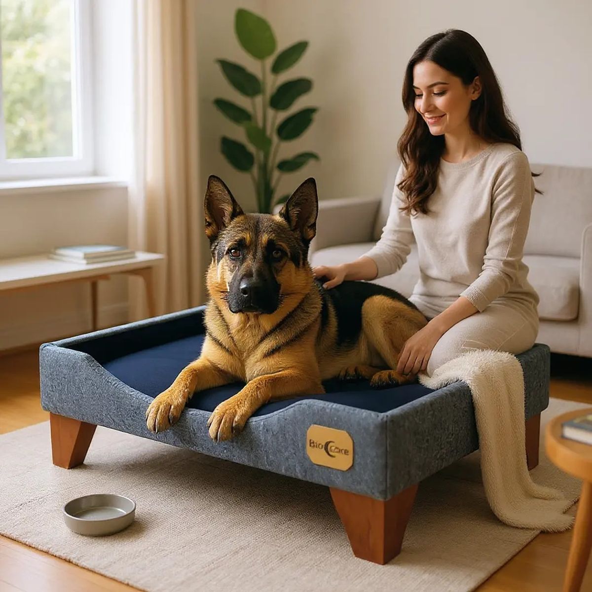 BLOCCARE - Cama de Mascotas - Talla XL EXTRA (110x80 cm) / Patas De Madera 11 cm (Gris)