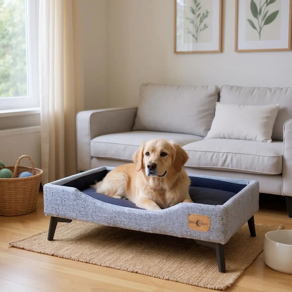 BLOCCARE - Cama de Mascotas - Talla XL EXTRA (110x80 cm) / Pata Metalica 12 cm (Gris)