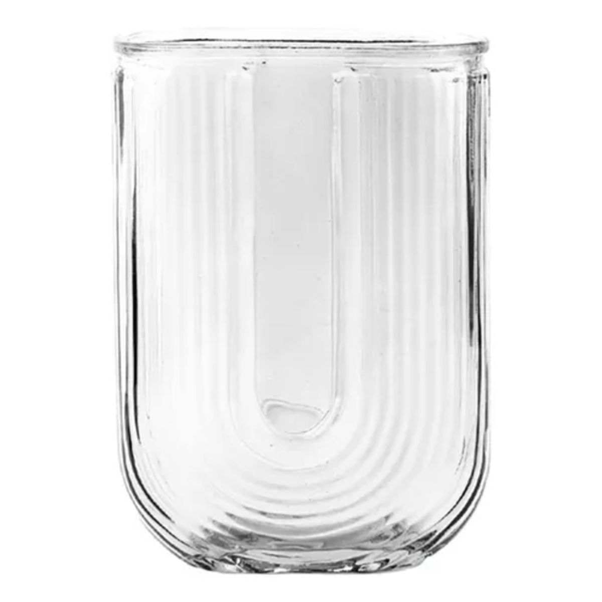 GENERICO - Florero Jarrón Decorativo Vidrio Líneas Rectangular 18 cm