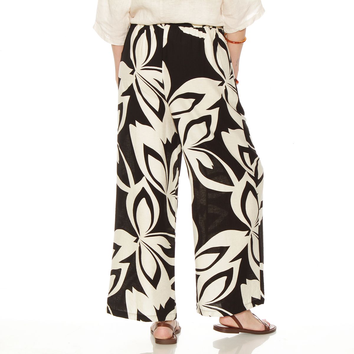 WADOS - PANTALON ESTAMPADO WIDE LEG TIRO ALTO PRETINA AJUSTADA