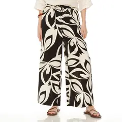 WADOS - PANTALON ESTAMPADO WIDE LEG TIRO ALTO PRETINA AJUSTADA