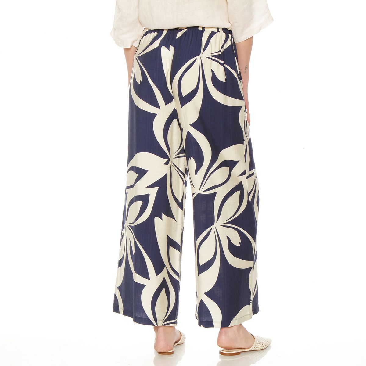 WADOS - PANTALON ESTAMPADO WIDE LEG TIRO ALTO PRETINA AJUSTADA