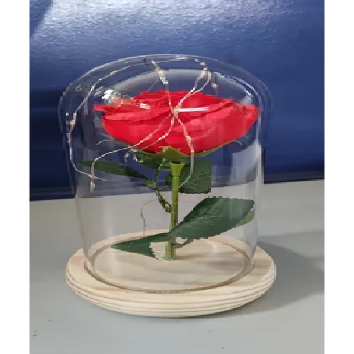 GENERICO - Cúpula Cristal LED con Rosa Roja Bella y Bestia