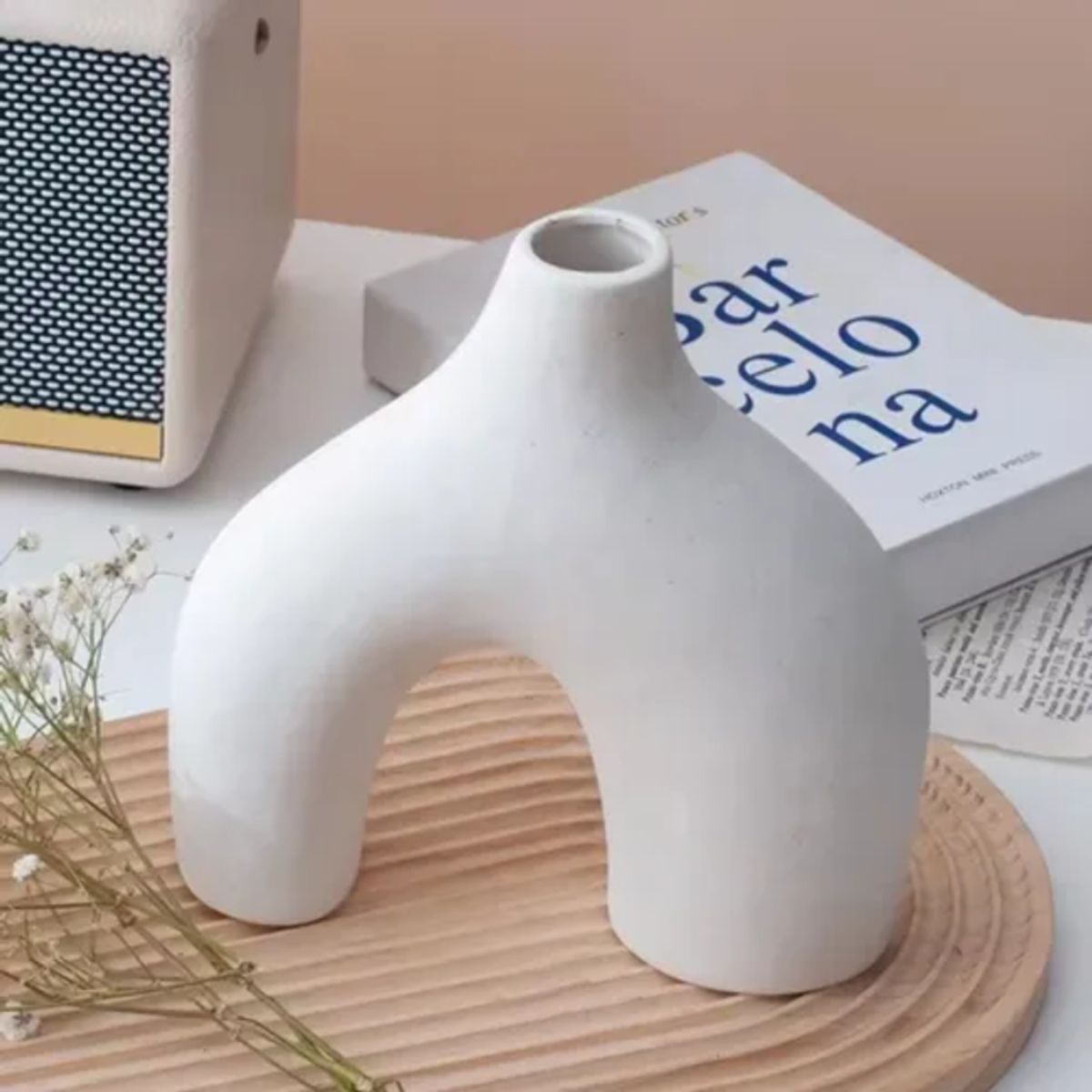 GENERICO - Florero Vintage Cerámica Moderno Blanco