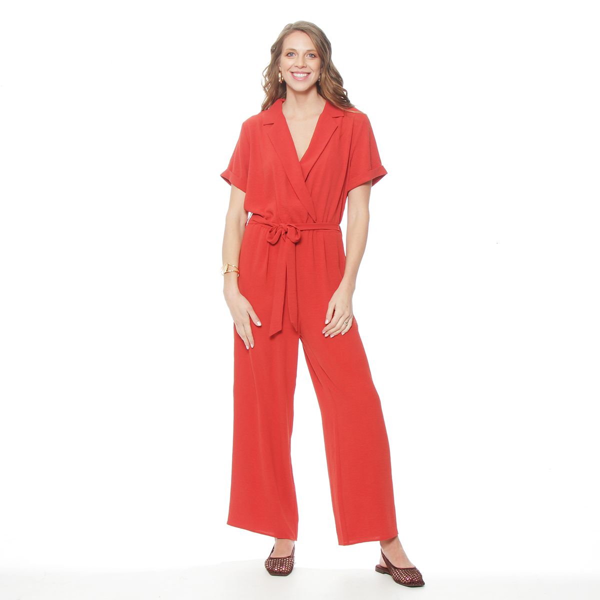 WADOS - ENTERITO MANGA CORTA ESCOTE V CON CUELLO Y LAZO EN CINTURA