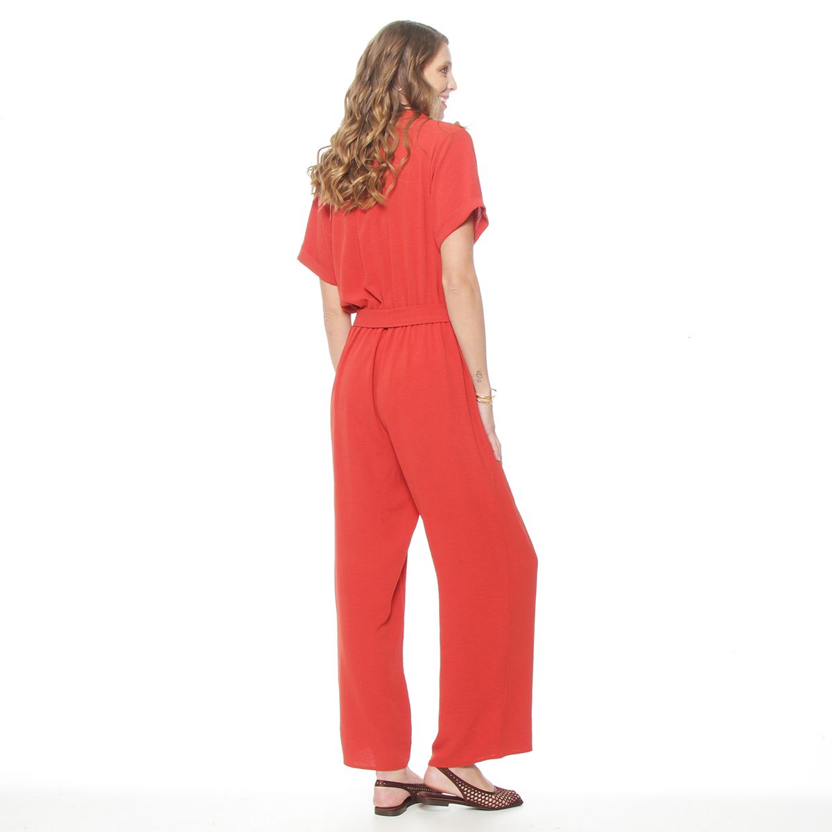 WADOS - ENTERITO MANGA CORTA ESCOTE V CON CUELLO Y LAZO EN CINTURA