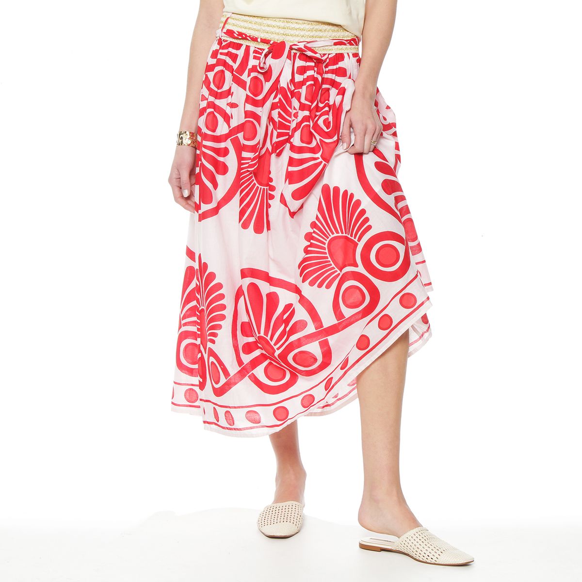 WADOS - FALDA  LARGA ESTAMPADA CON LAZO EN CINTURA