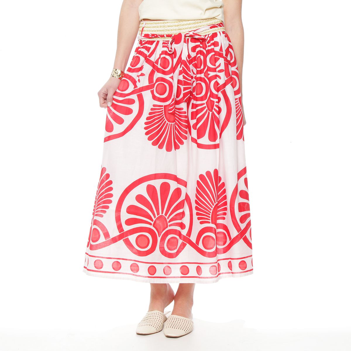 WADOS - FALDA  LARGA ESTAMPADA CON LAZO EN CINTURA