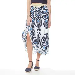 WADOS - FALDA LARGA ESTAMPADA CON LAZO EN CINTURA